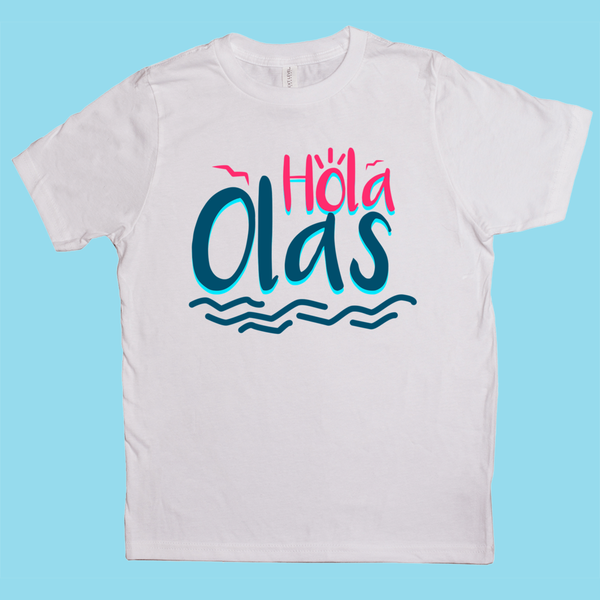 Hola Olas - Pink on White