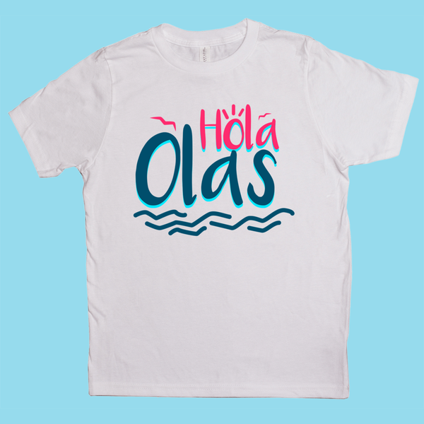 Hola Olas - Pink on White