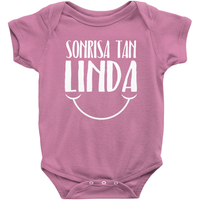 Sonrisa Tan Linda - White on Pink